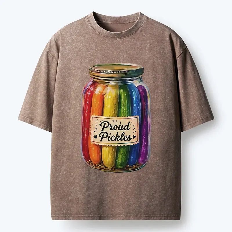 Kyoto-Lion Proud Pickles Rainbow Pride Jar Washed T-Shirt