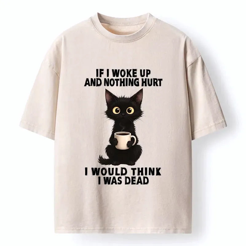funny black cat coffee meme t-shirt