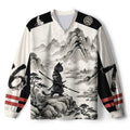 Kyoto-Lion Samurai Cat Mountains Paneled Long Sleeve Jersey