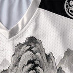 Kyoto-Lion Samurai Cat Mountains Paneled Long Sleeve Jersey