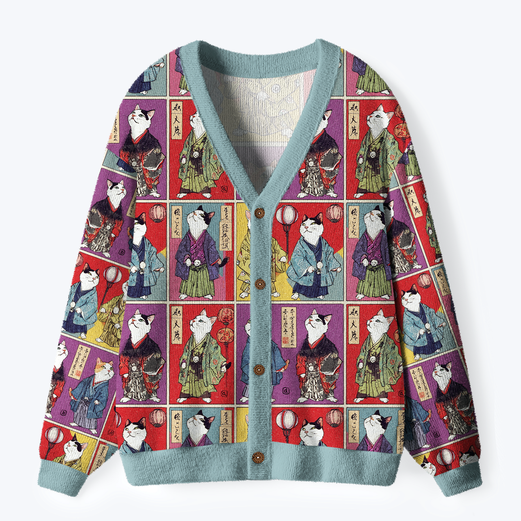 Vintage Samurai Cat Cardigan Best Seller