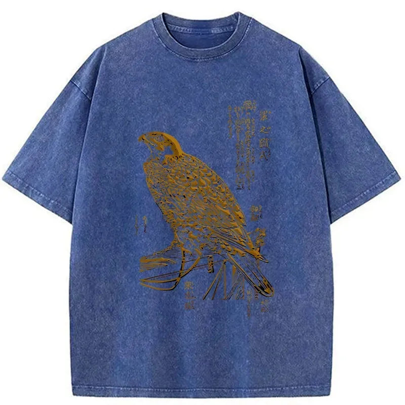 Kyoto-Lion Japanese Peregrine Falcon Washed T-Shirt