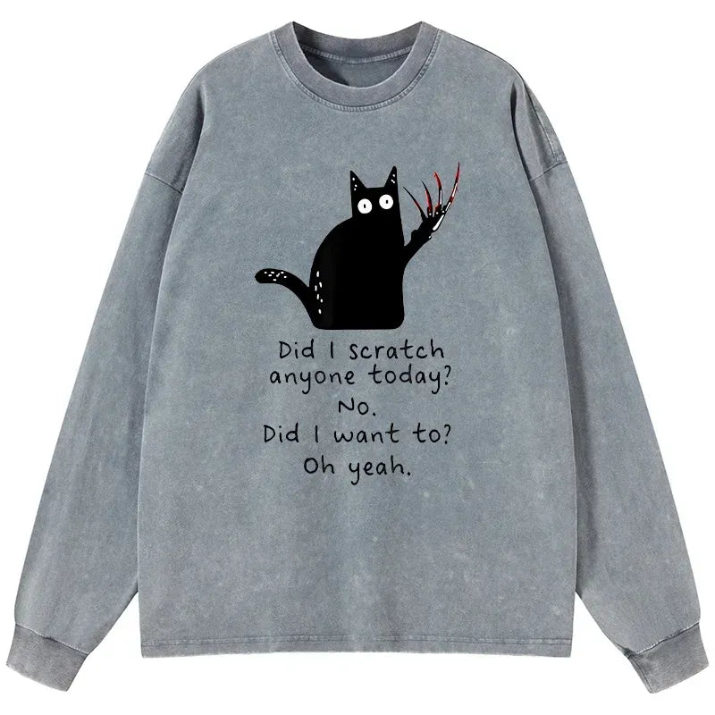 Kyoto-Lion Cats With Sharp Claws Washed Long Sleeve T-Shirt