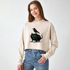 Black Cat Ukiyo-e Sweatshirt for Women