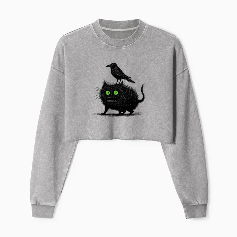 Black Cat Ukiyo-e Sweatshirt for Women
