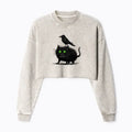 Kyoto-Lion Crow And Black Cat Washed Crop Sweatshirt