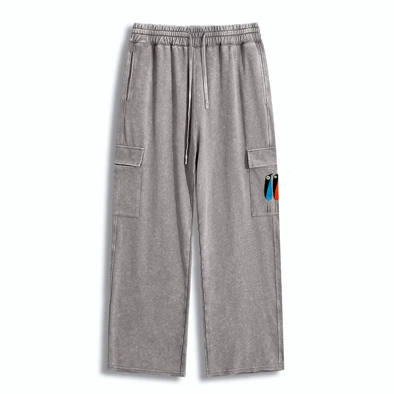 Kyoto-Lion Bold Shape Birds Washed Utility Sweatpants