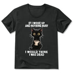 Kyoto-Lion Funny Cute Black Cat And Coffee Meme V-Neck Classic T-Shirt