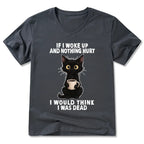Kyoto-Lion Funny Cute Black Cat And Coffee Meme V-Neck Classic T-Shirt