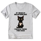 Kyoto-Lion Funny Cute Black Cat And Coffee Meme V-Neck Classic T-Shirt