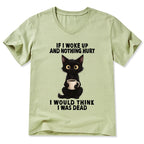 Kyoto-Lion Funny Cute Black Cat And Coffee Meme V-Neck Classic T-Shirt