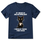 Kyoto-Lion Funny Cute Black Cat And Coffee Meme V-Neck Classic T-Shirt