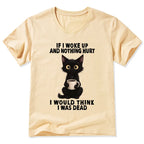 Kyoto-Lion Funny Cute Black Cat And Coffee Meme V-Neck Classic T-Shirt