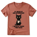 Kyoto-Lion Funny Cute Black Cat And Coffee Meme V-Neck Classic T-Shirt
