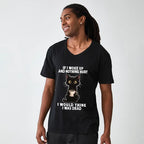 Kyoto-Lion Funny Cute Black Cat And Coffee Meme V-Neck Classic T-Shirt