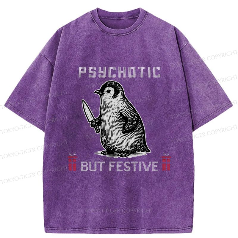 Kyoto-Lion Overstimulated but Festive Christmas Washed T-Shirt