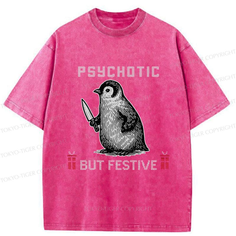 Kyoto-Lion Overstimulated but Festive Christmas Washed T-Shirt