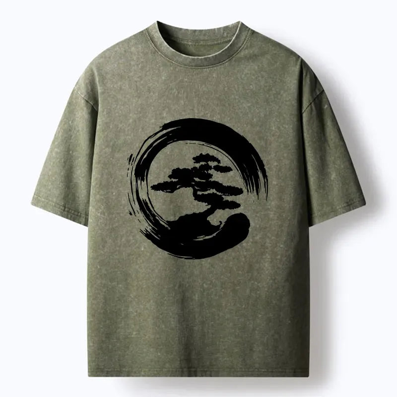 Kyoto-Lion Zen Bonsai Washed T-Shirt