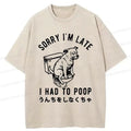 Kyoto-Lion Dog Pooping Funny Washed T-Shirt