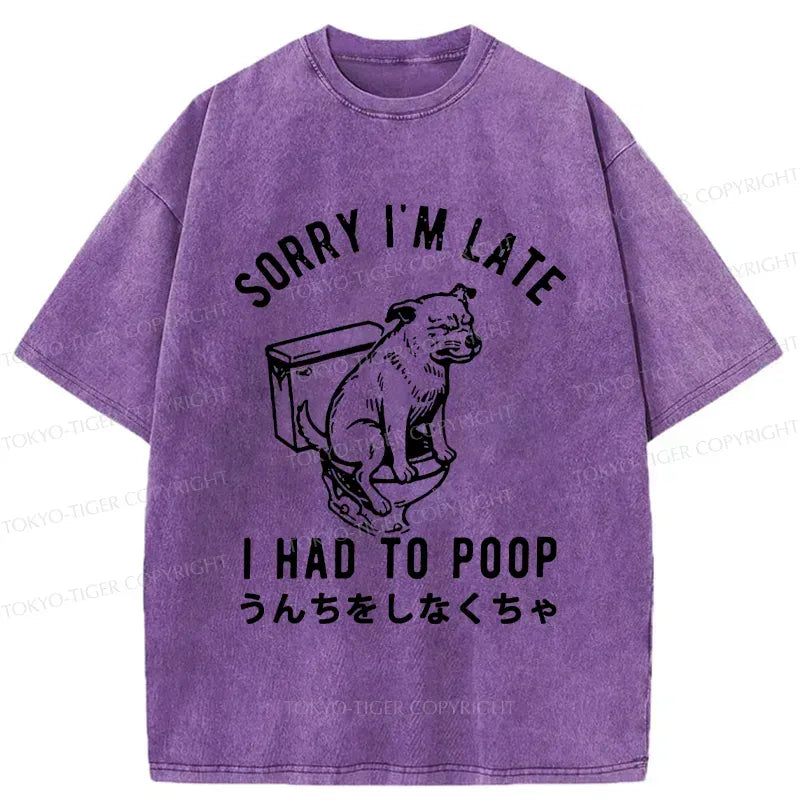 Funny Dog Pooping Washed T-Shirt