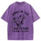 Funny Dog Pooping Washed T-Shirt