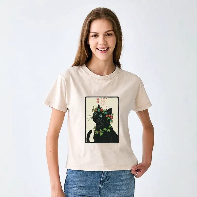 Best Seller Japanese Cat T-shirt for Women