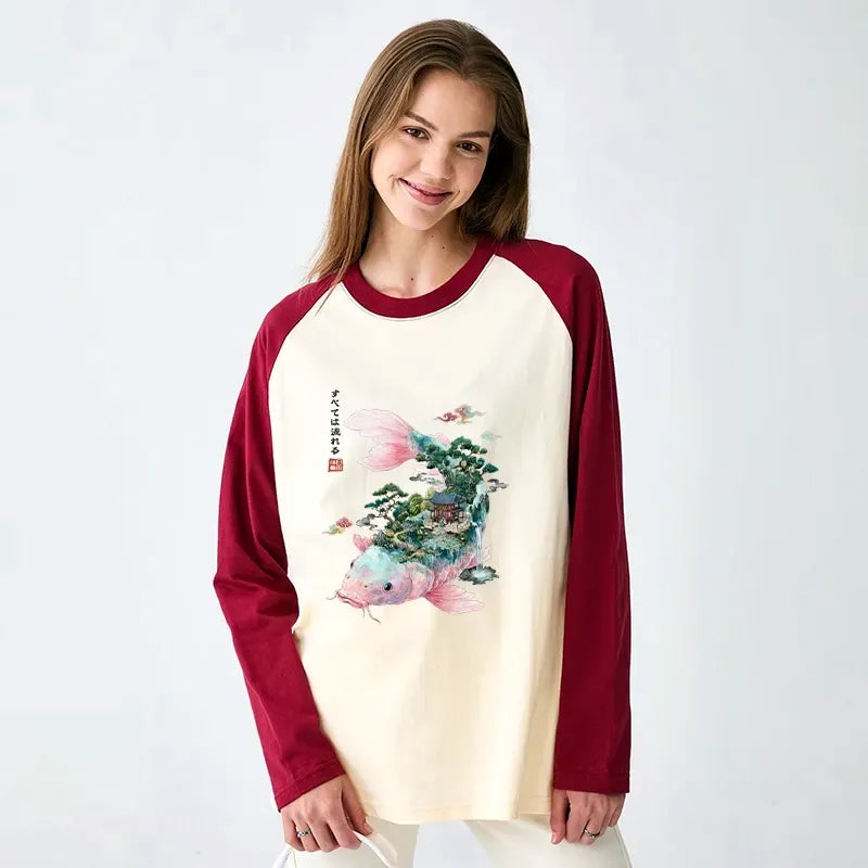 Vintage Japanese Koi Shirt for Summer