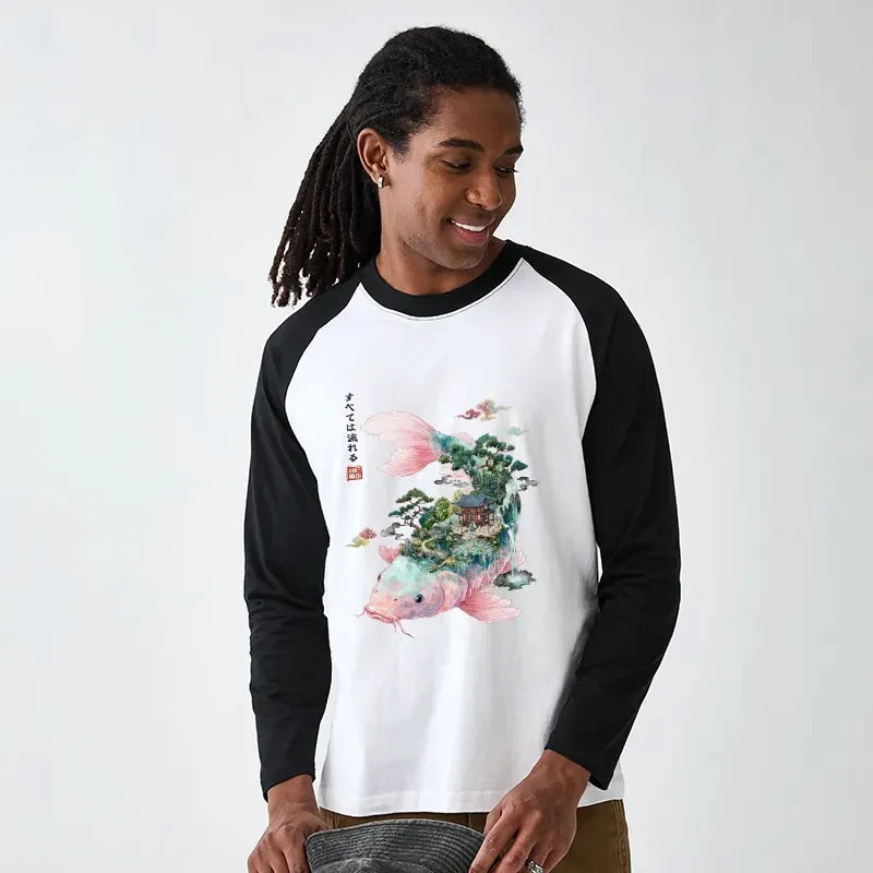 Japanese Koi Long Sleeve Raglan T-shirt