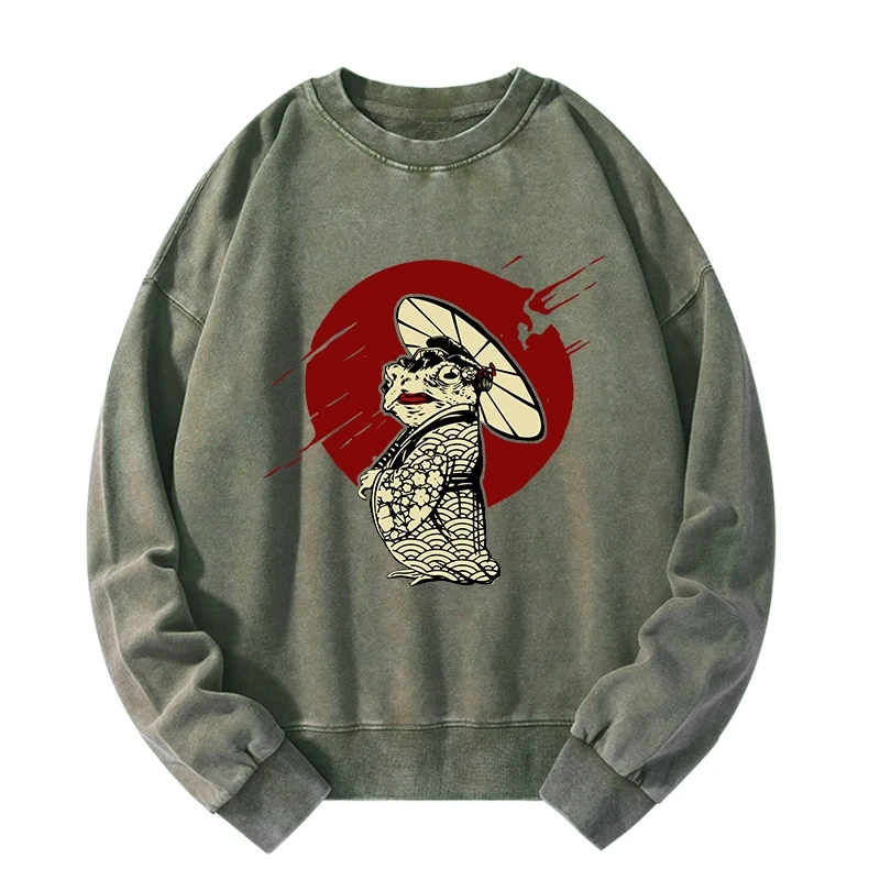 Kyoto-Lion Frog Monster Washed Sweatshirt
