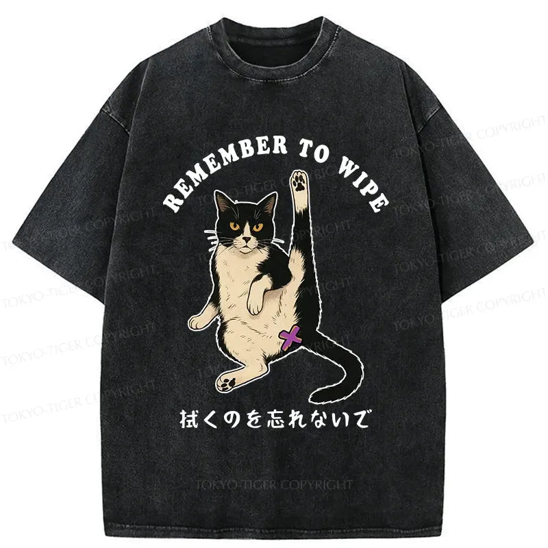 Funny Japanese Washed T-Shirt for Daily Wear