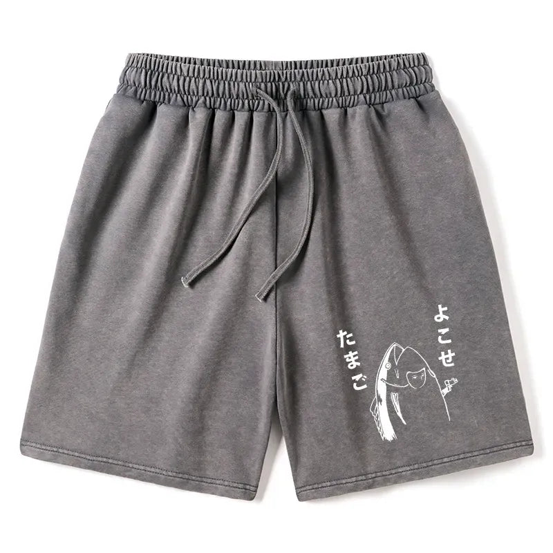 Washed Japanese Fish Shorts for Summer