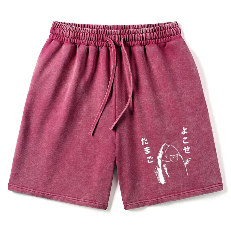 Washed Japanese Fish Shorts for Summer