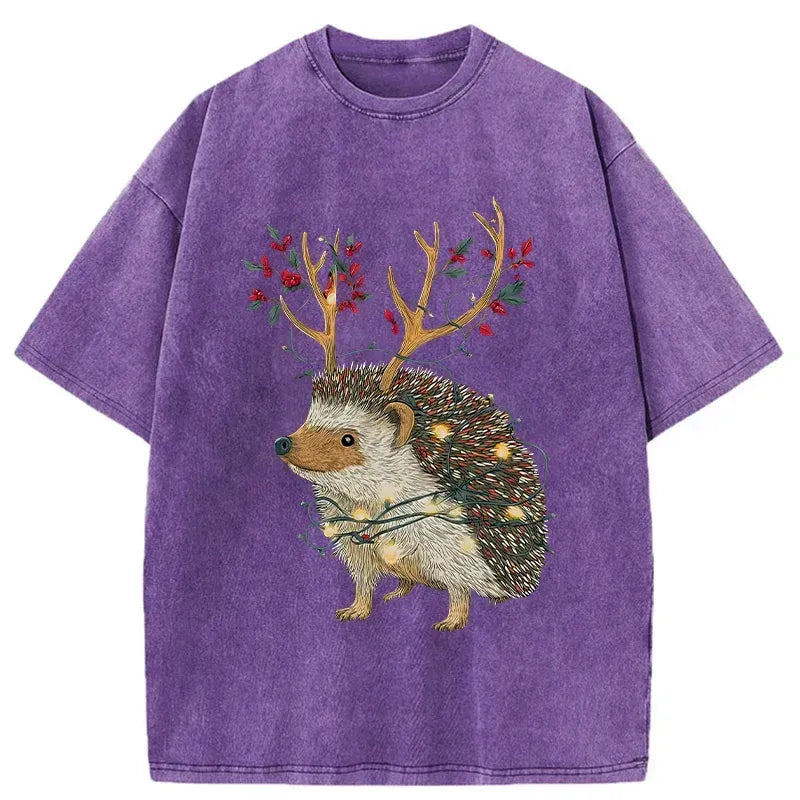 Kyoto-Lion Christmas Hedgehog Washed T-Shirt
