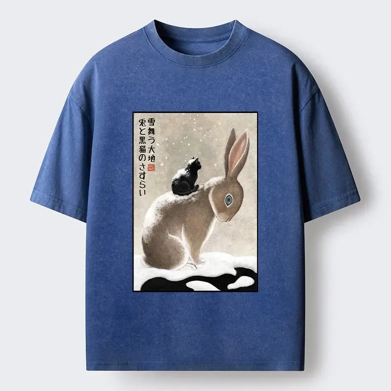 Vintage hare and cat tee free shipping