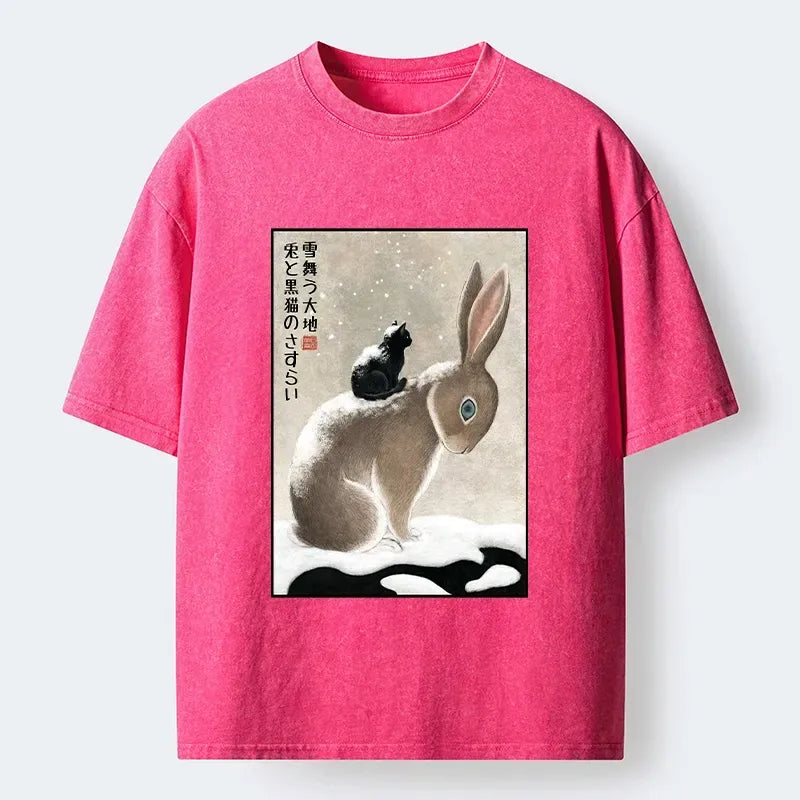 Washed retro cat t-shirt on sale