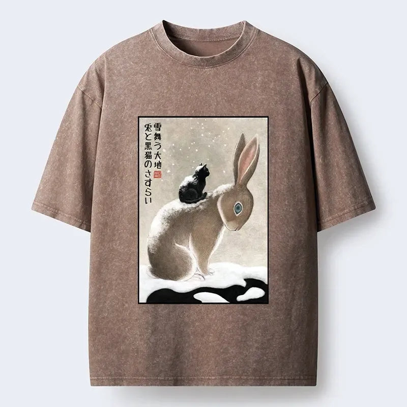 Washed retro cat t-shirt on sale