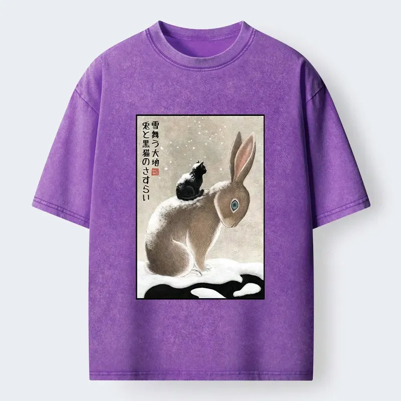 Washed retro cat t-shirt on sale