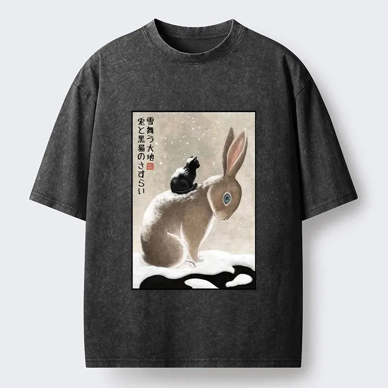 Japanese folk cat t-shirt for gift