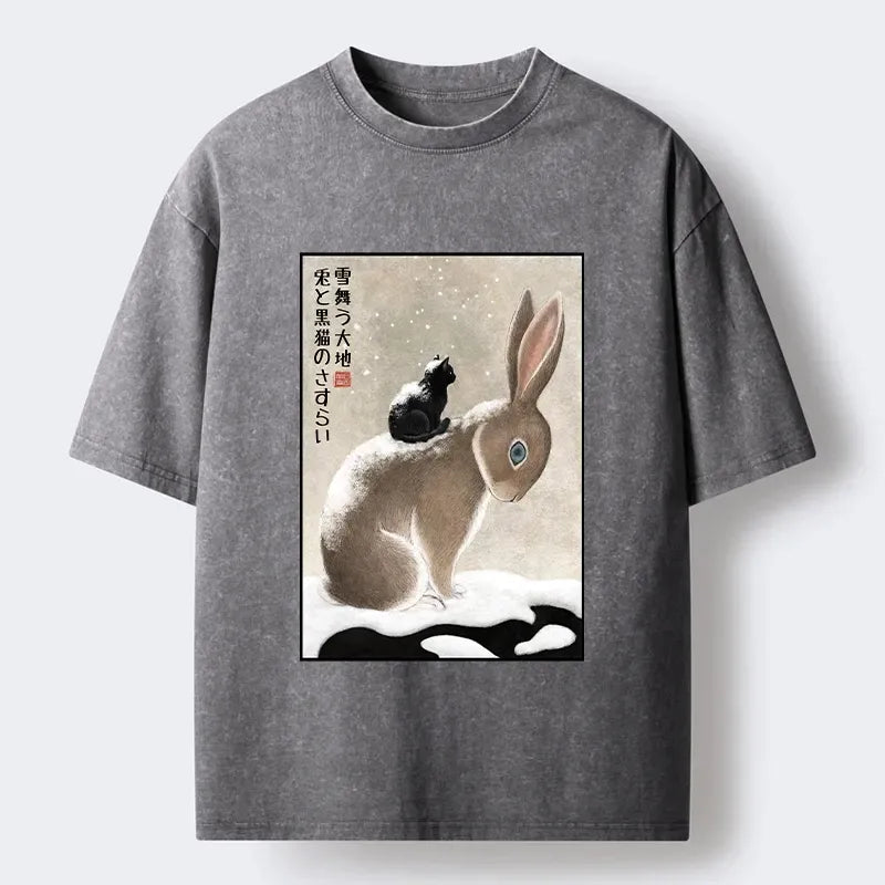 Japanese folk cat t-shirt for gift
