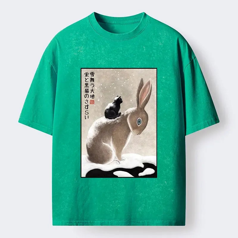 Vintage hare and cat tee free shipping