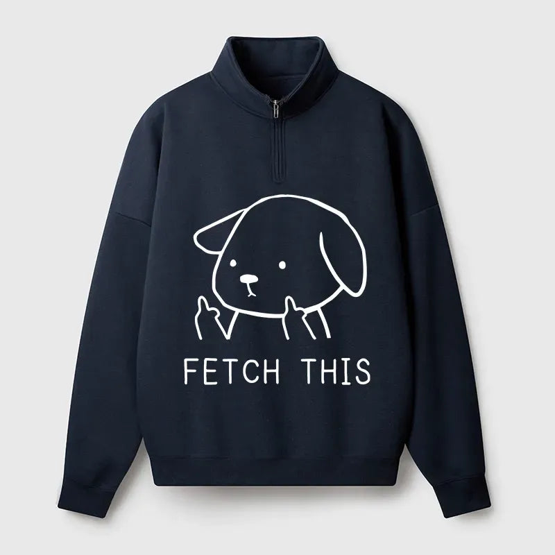 Kyoto-Lion Fetch This Dog Half Zip Fleece Sweatshirt