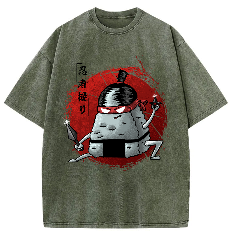 Kyoto-Lion Rice Ball Ninja Washed T-Shirt