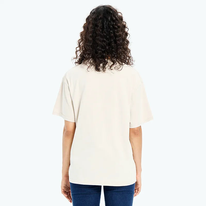 Kyoto-Lion Retro Floral Positive Quote Washed T-Shirt