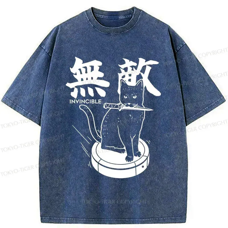 Washed Cat Tee for Streetwear Style