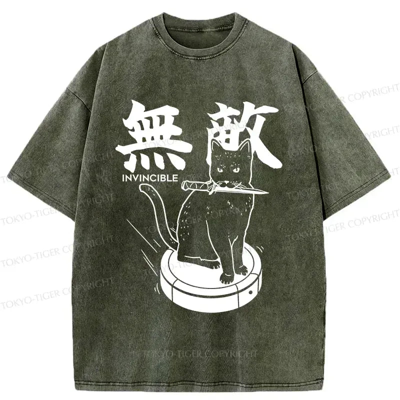 Kyoto-Lion Invincible Cat Washed T-Shirt