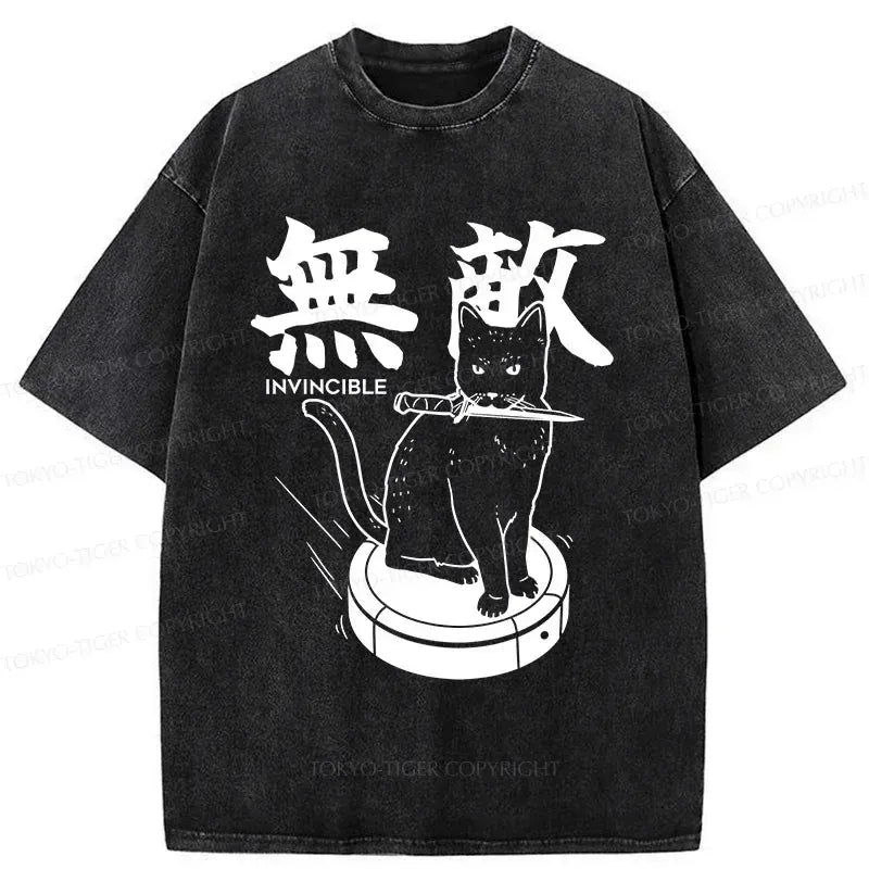 Kyoto-Lion Invincible Cat Washed T-Shirt