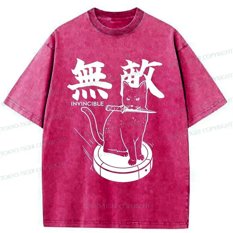 Washed Cat Tee for Streetwear Style