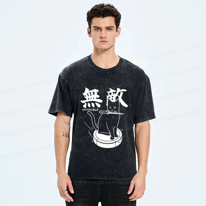 Washed Cat Tee for Streetwear Style