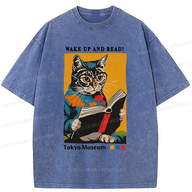 Cat reading ukiyo-e style t-shirt