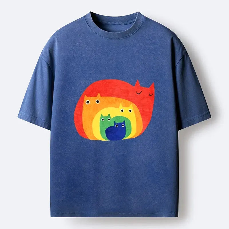 Washed Cat Tee for Streetwear